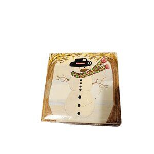Hand Painted Snowman Coaster Set With Box By The Foreside Company